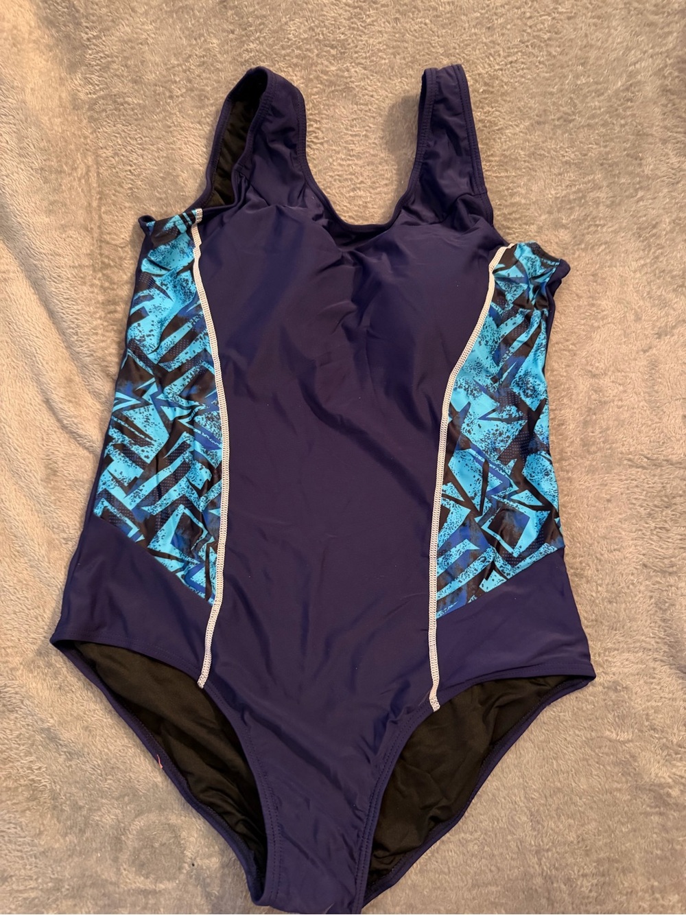 New Swimsuit Womens Large Blue One Piece Printed